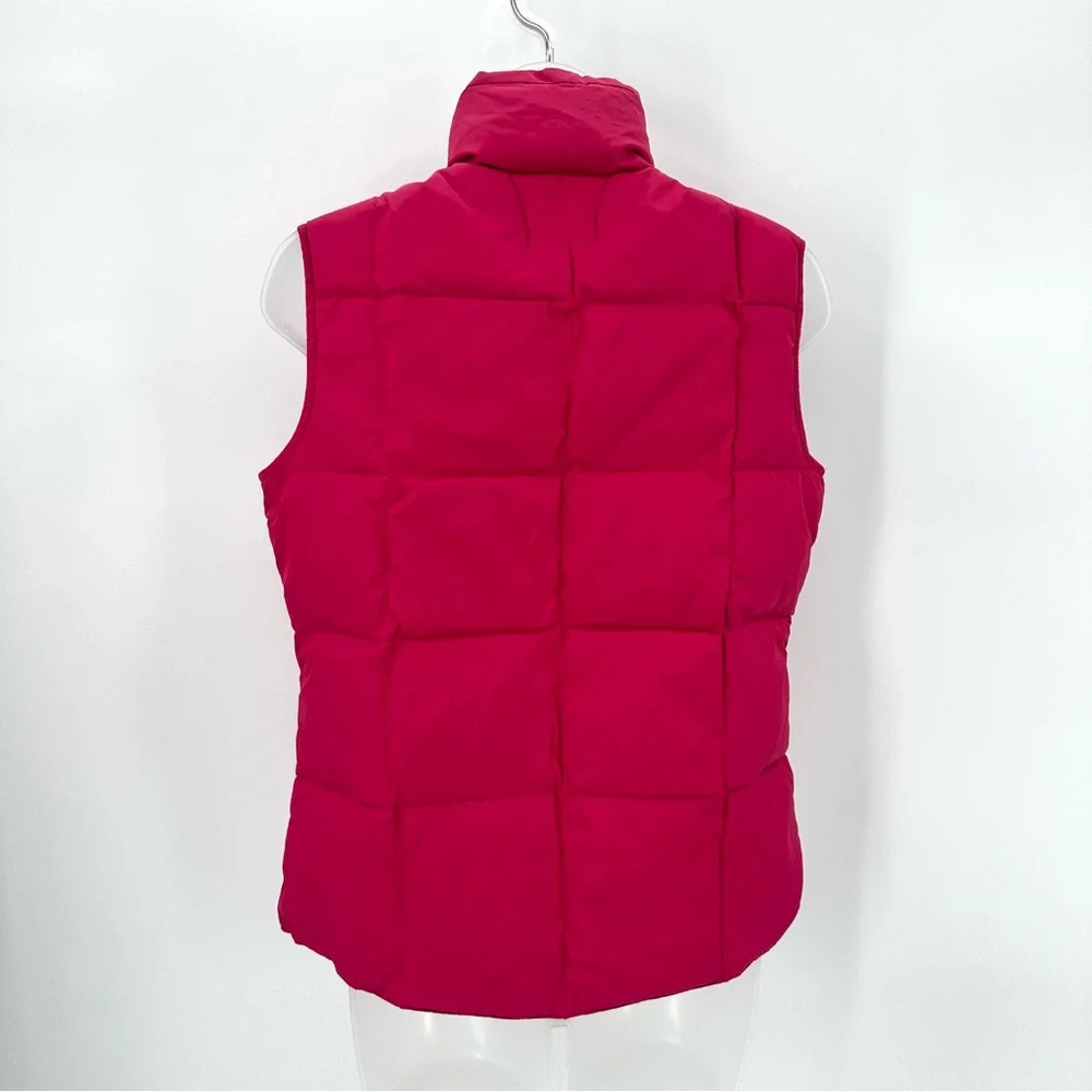 LANDS END Puffer Vest Womens XS Pink Goosedown Snap Front Nylon Gorpcore SPOTS